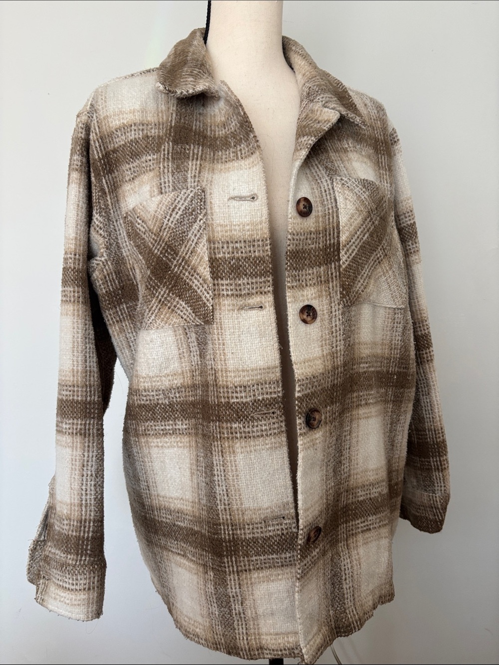Shacket tan plaid